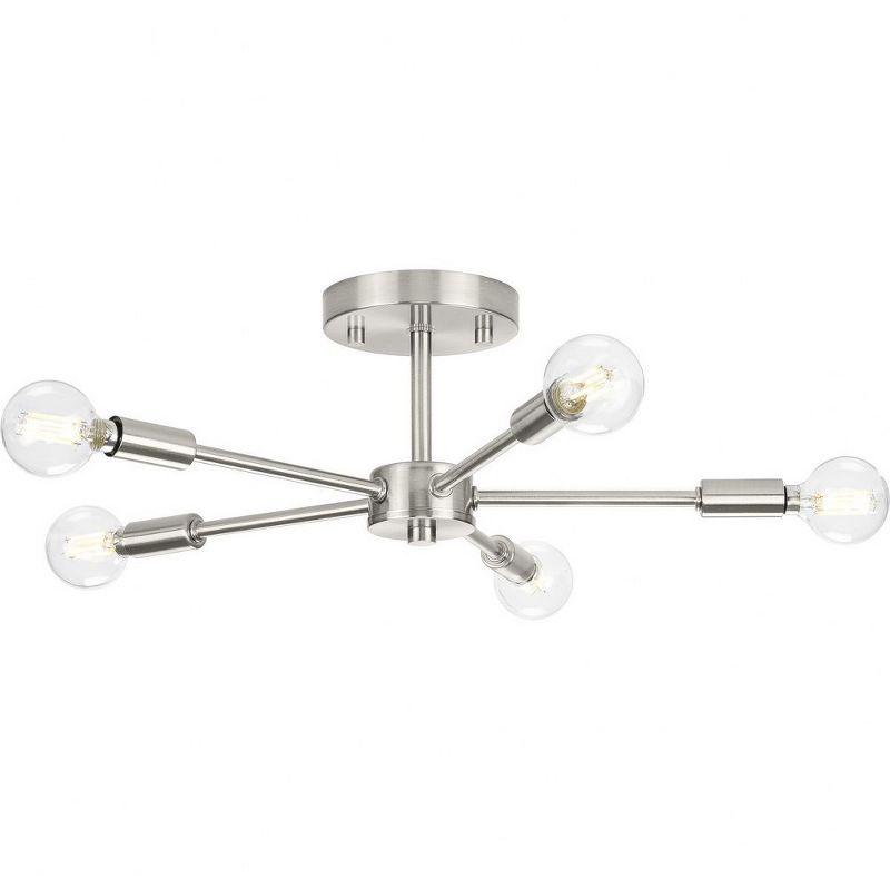 Progress Lighting, Delayne Collection, 5-Light Semi-Flush Mount, Brushed Nickel, No Shade