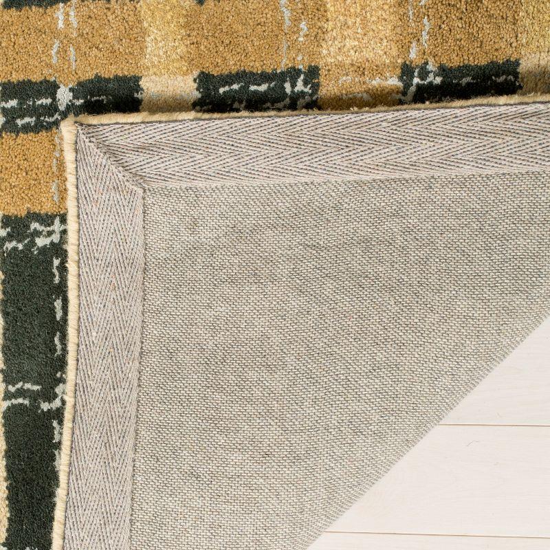 Martha Stewart Hand Tufted Wool/Viscose Plaid Rug in Cornucopia Gold