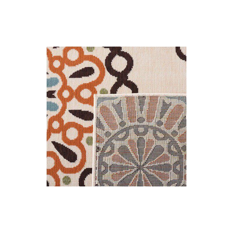 Veranda VER092 Power Loomed Indoor/Outdoor Accent Rug - Cream/Terracotta - 2'7"x5' - Safavieh