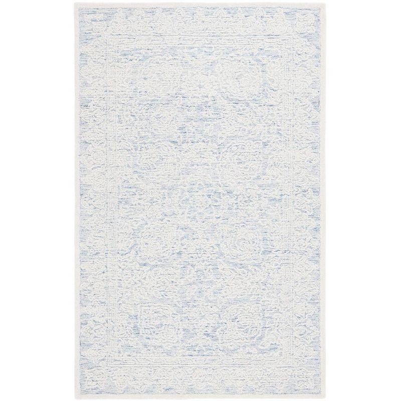 Blue Ivory Handmade Tufted Wool 8' x 10' Area Rug