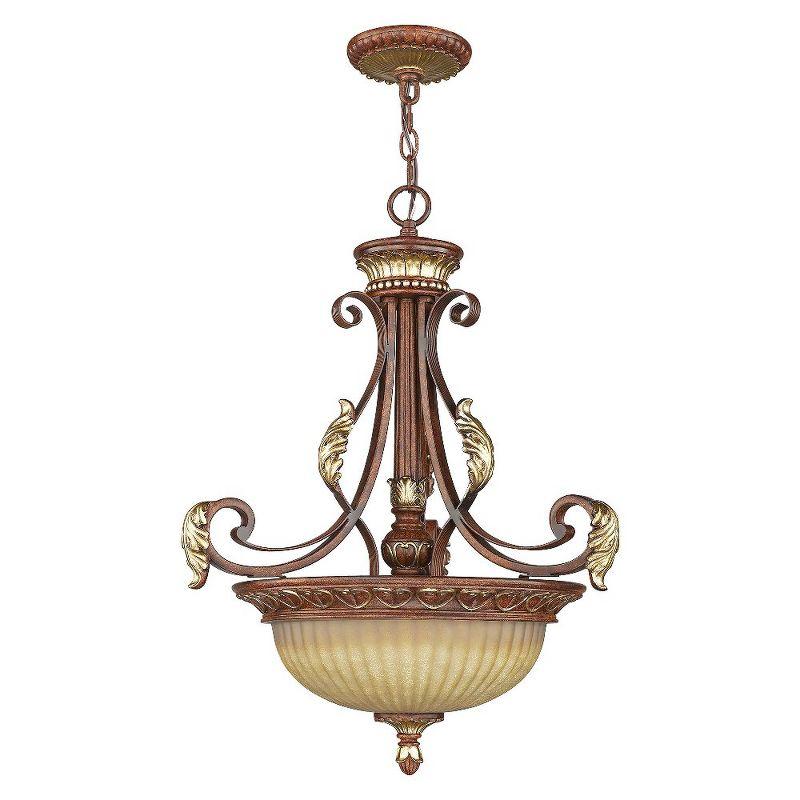 Villa Verona 3-Light Bronze and Glass Pendant