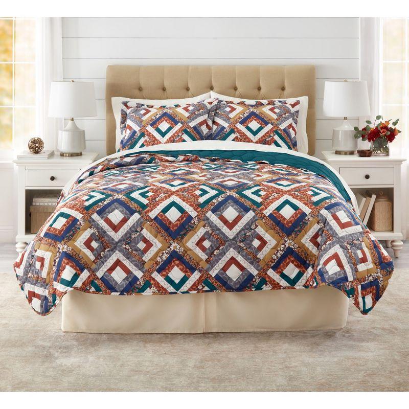 BrylaneHome BH Studio Reversible Quilt - Twin, Peacock Turquoise