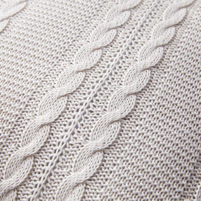 18"x18" Dublin Cable Knit Square Throw Pillow White - VCNY: Contemporary Decorative Cushion for Couch, Indoor Use, Hidden Zipper