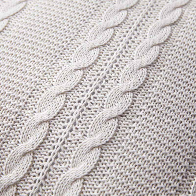 18"x18" Dublin Cable Knit Square Throw Pillow White - VCNY