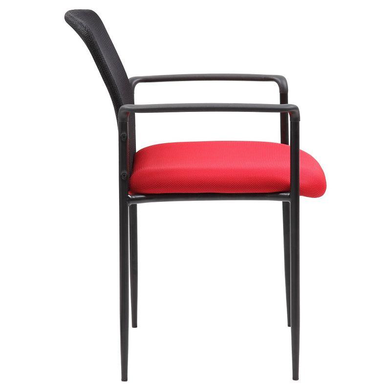 Boss Office Products Office Chair Red: Mesh Upholstered, Fixed Arms, Steel Legs, Powder-Coated Finish