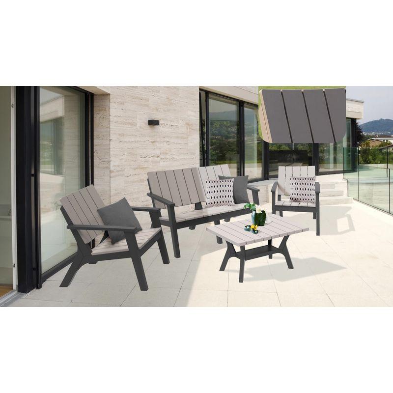 Enzo 4-Piece Black and Gray Polypropylene Patio Sofa Set