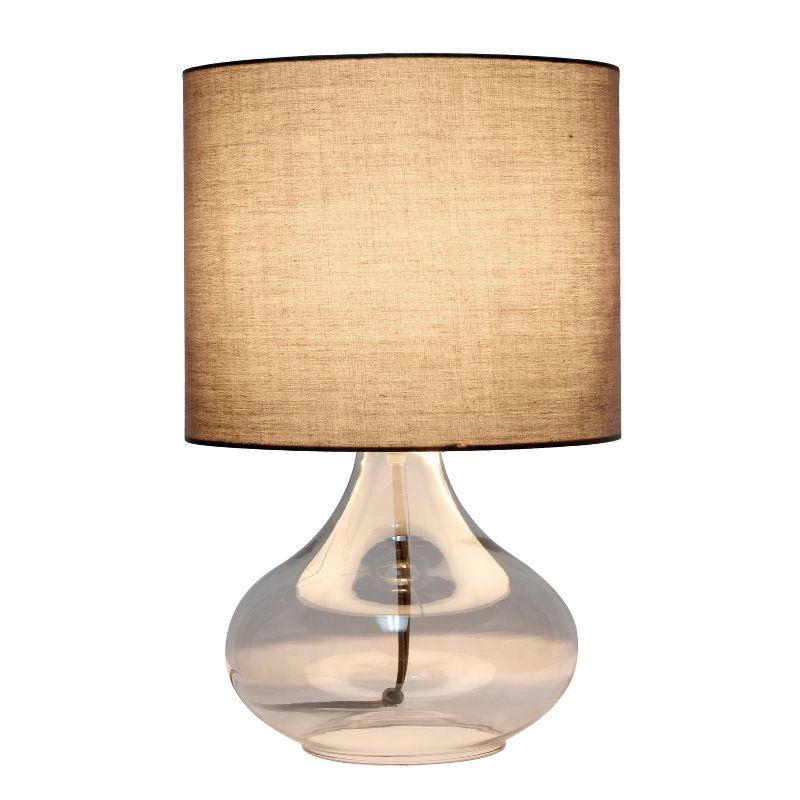 Glass Raindrop Table Lamp with Fabric Shade Gray - Simple Designs: Modern Accent for Bedroom, Office