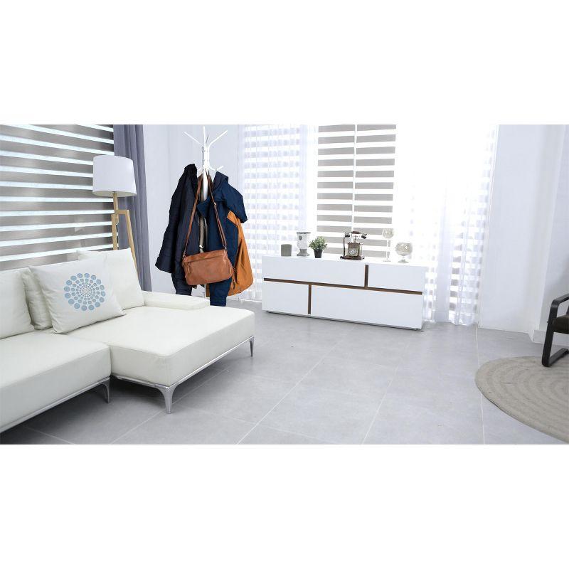 White Metal Floor-Standing Coat Rack with Umbrella Stand