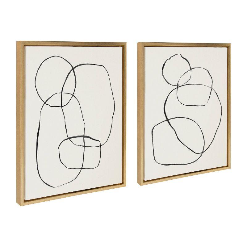 Gold Framed Abstract Modern Circles Canvas Print Set