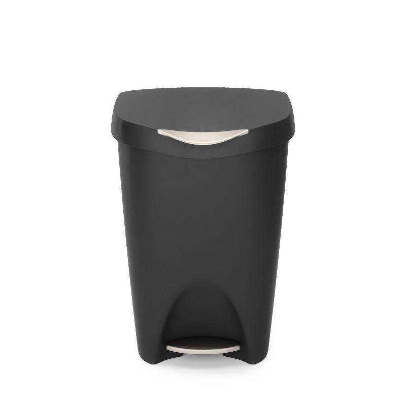 Umbra 13gal Brim Step Trash Can Black/Nickel: Kitchen Trash Can, 50 Quart, Indoor, Polypropylene, Spot Clean