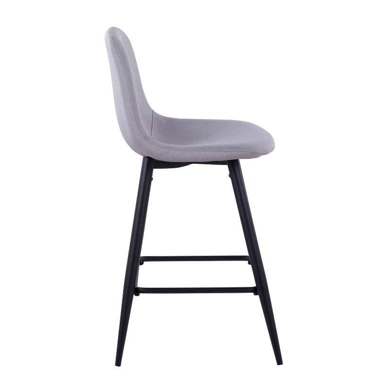 Set of 2 Pebble Counter Height Barstools Black/Light Gray - LumiSource: Upholstered Metal Frame, 250lb Capacity