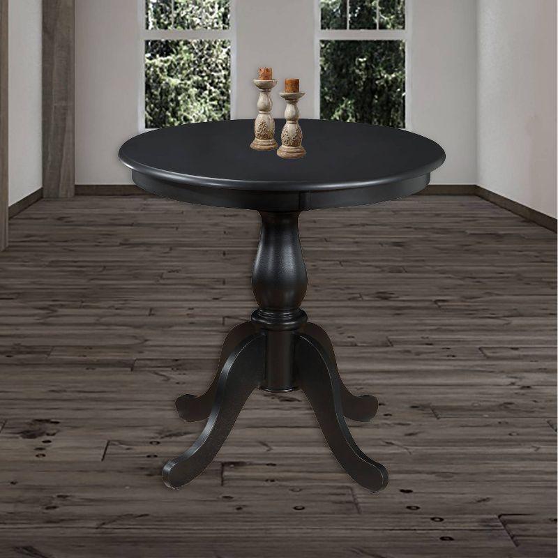 Carolina Living 30" Salem Round Pedestal Dining Table Black: Rubberwood, MDF, Non-Extension