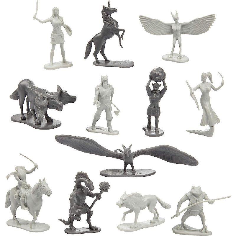 SCS Direct Fantasy Creatures Mini Action Figure Playset - 56pc Toy Monster Miniatures w 12 Different Sculpts