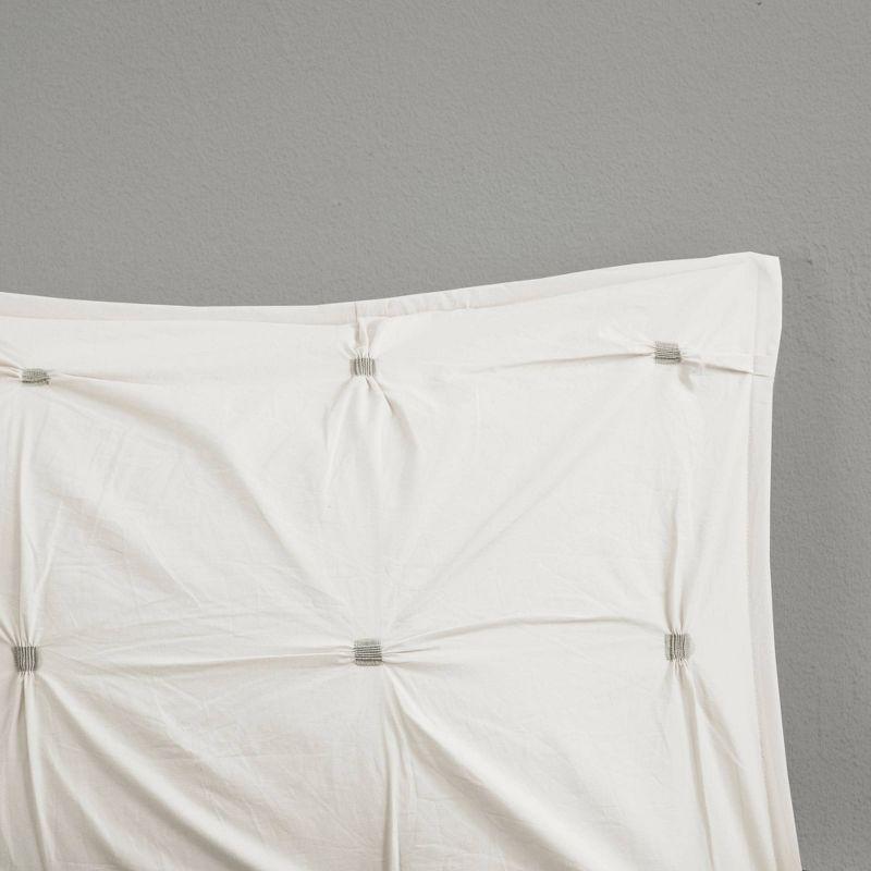 White Full/Queen Cotton Pintuck Duvet Cover Set