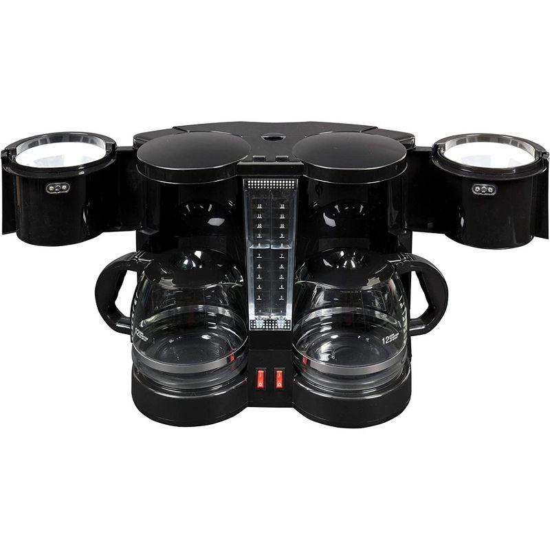 Compact Black Dual Drip Coffee Maker with Permanent Filters