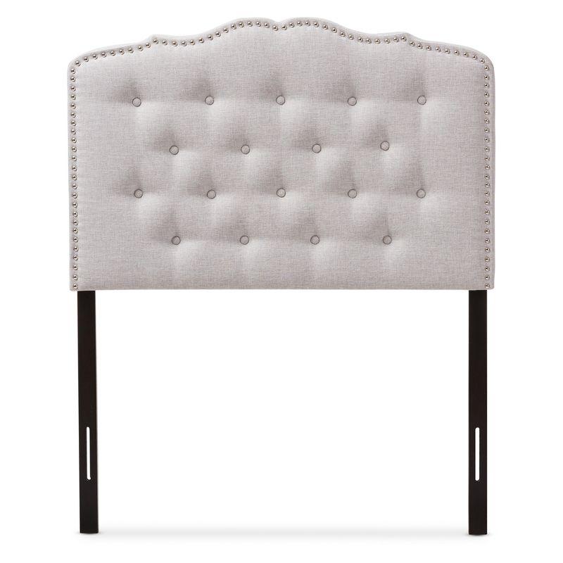 Full Size Grayish Beige Tufted Leather Upholstered Headboard