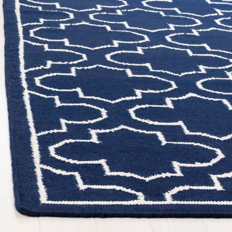 Dhurries DHU625 Hand Woven Area Rug - Navy/Ivory - 7'x7' - Safavieh.