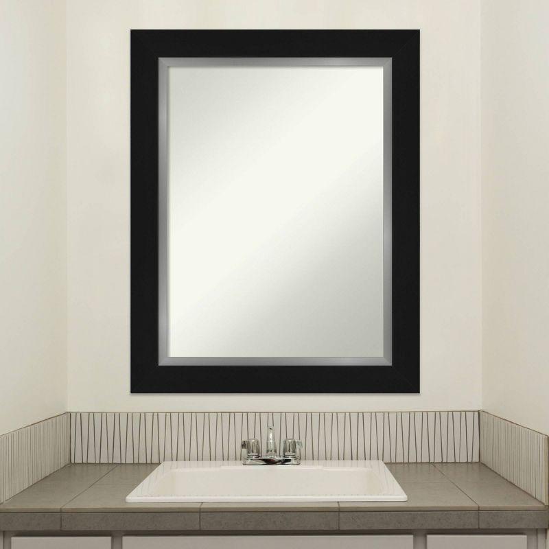 24" x 30" Non-Beveled Eva Bathroom Wall Mirror Black - Amanti Art: Polystyrene Frame, Wall Mount