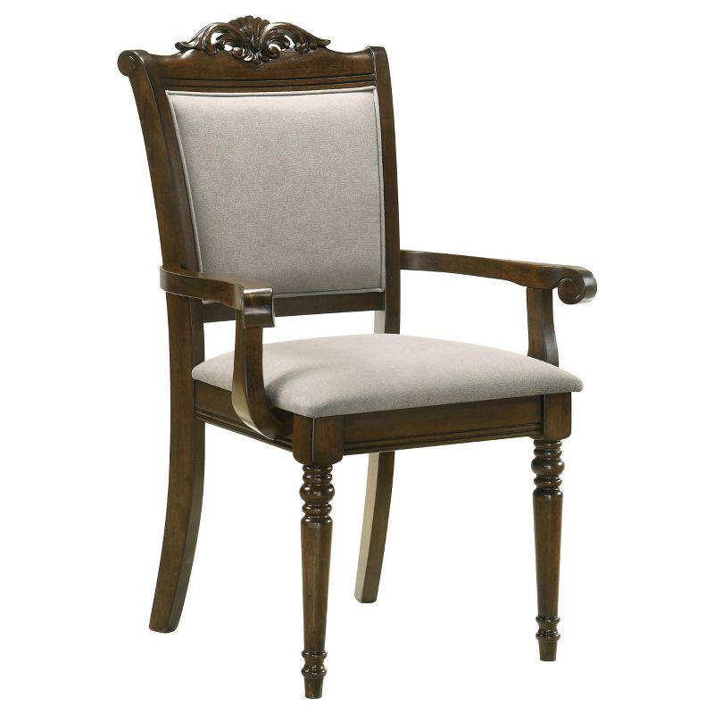 Gray and Chestnut High Back Upholstered Wood Arm Chair Set