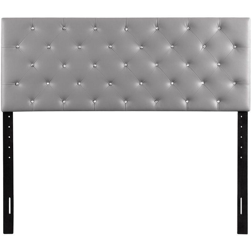 Light Grey Queen Upholstered Tufted Panel Headboard with Wood Legs