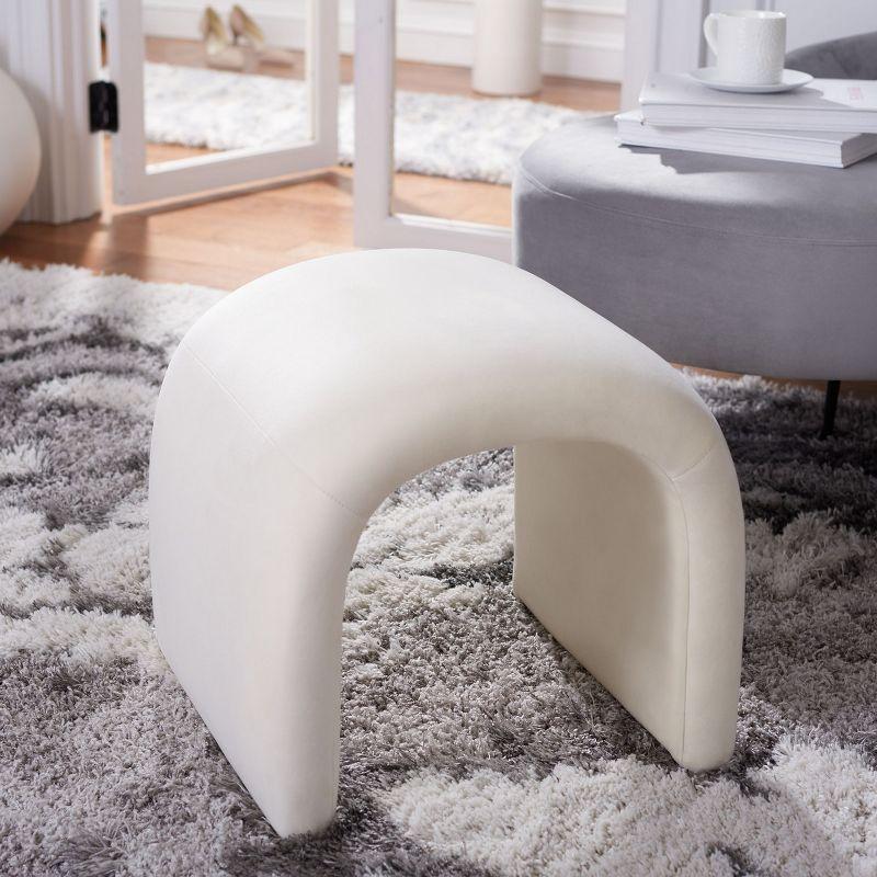 Luxurious Curved Cream Velvet Storage Ottoman