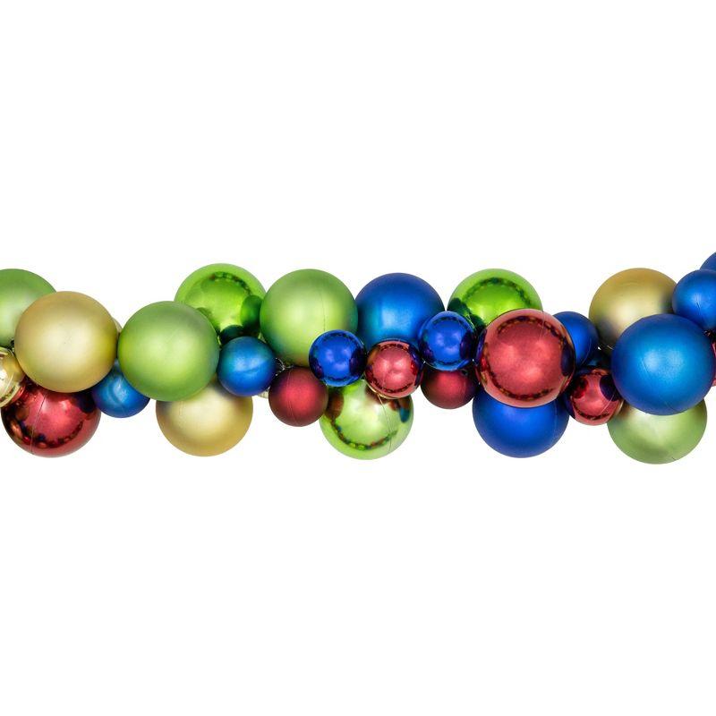 Northlight 2-Finish Shatterproof Christmas Ball Garland - 6' x 3.5" - Multi-Color - Unlit