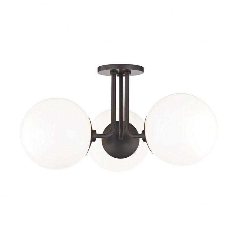 Mitzi Stella 3 - Light Semi-Flush Mount in  Old Bronze White Shade