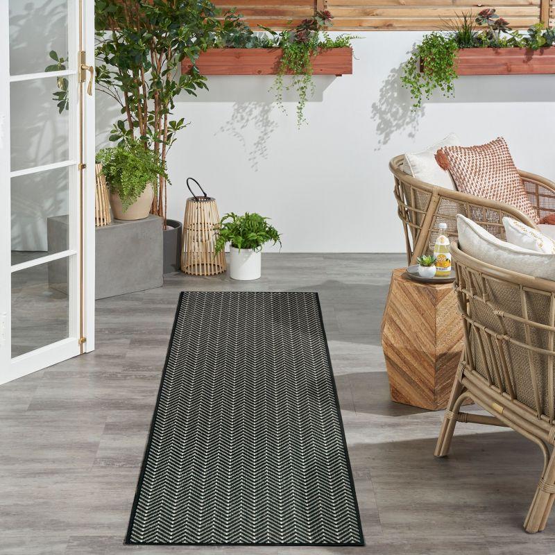 Nourison Horizon Indoor/Outdoor 2' x 6' Black Modern Rug