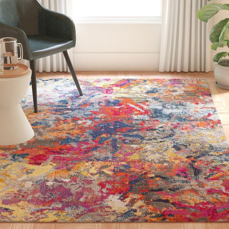 Bohemian Chic Blue and Orange Hand-Knotted 9' x 12' Area Rug