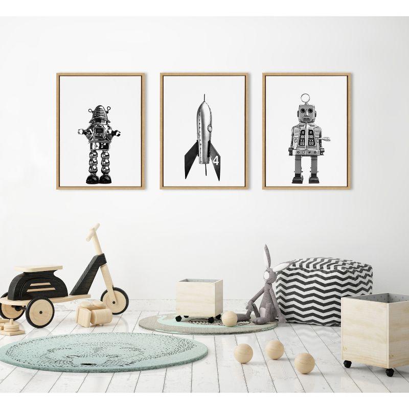 (Set of 3) 18" x 24" Sylvie Space Robot Canvas by Saint and Sailor Studios Natural - Kate & Laurel All Things Decor