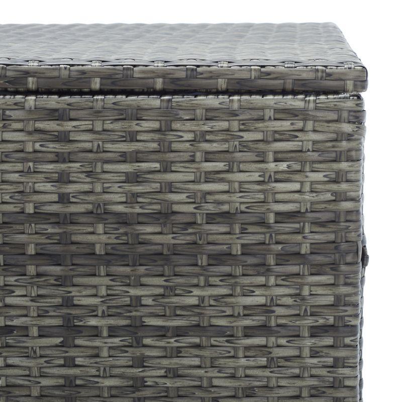 Oliveira Outdoor Cushion Deck Box - Grey Brown/White Cushion - Safavieh