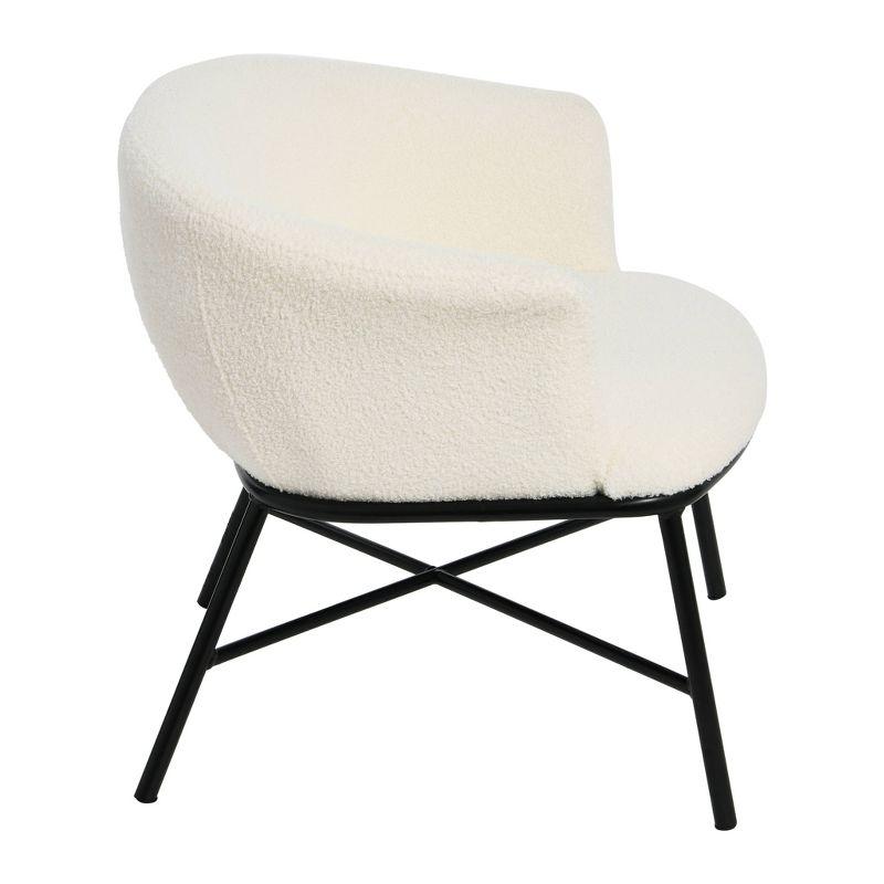 White Boucle Upholstered Metal Accent Arm Chair