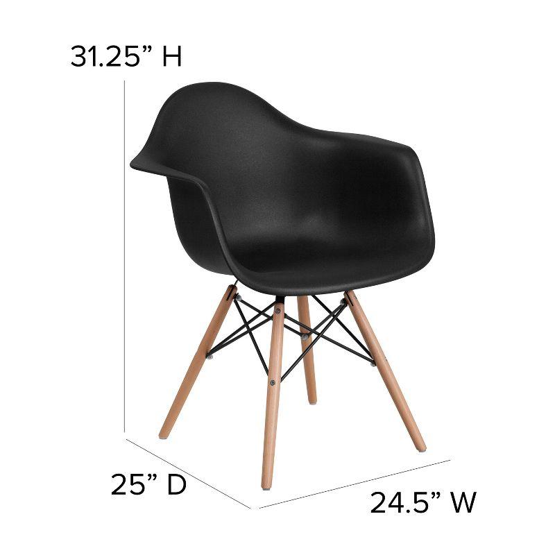 Modern Black Polypropylene Arm Chair with Wooden Legs