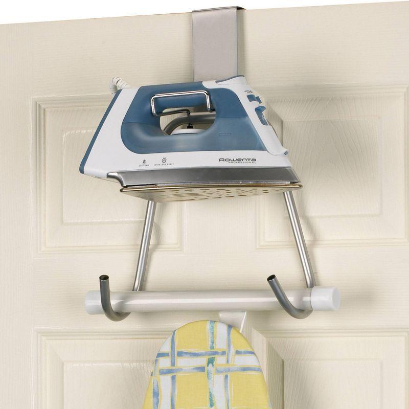 Household Essentials Over-The-Door Iron and Ironing Board Holder Chrome