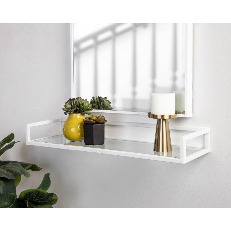 24" x 8" x 3" Blex Metal and Glass Wall Shelf White - Kate & Laurel All Things Decor: No Assembly, Open Shelving Design