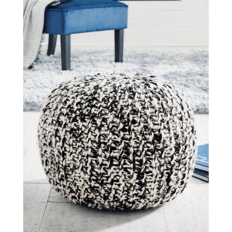 Latricia Pouf Black/White - Signature Design by Ashley: Modern Geometric Upholstered, No Assembly Required