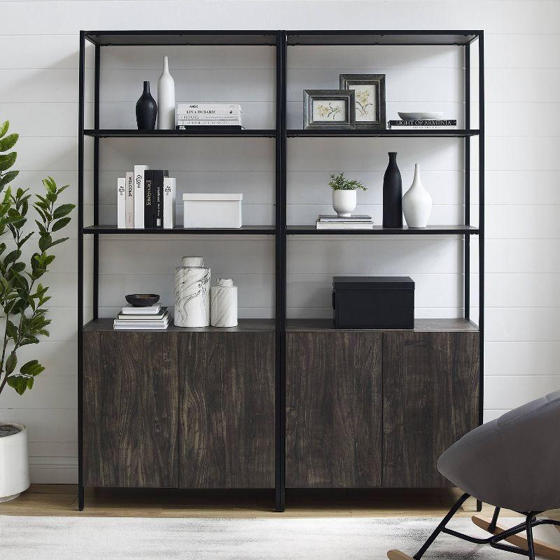 2pc 80.5" Jacobsen Etagere Set Brown Ash - Crosley: Industrial Storage, Steel Frame, Wood Veneer