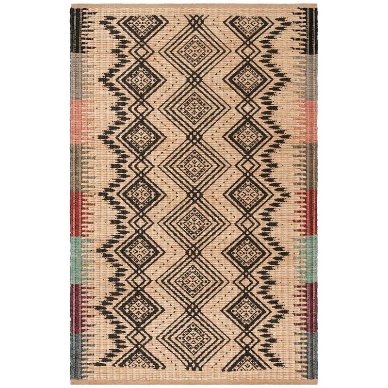 Boho-Chic Natural Black Cotton 6' x 9' Handwoven Area Rug