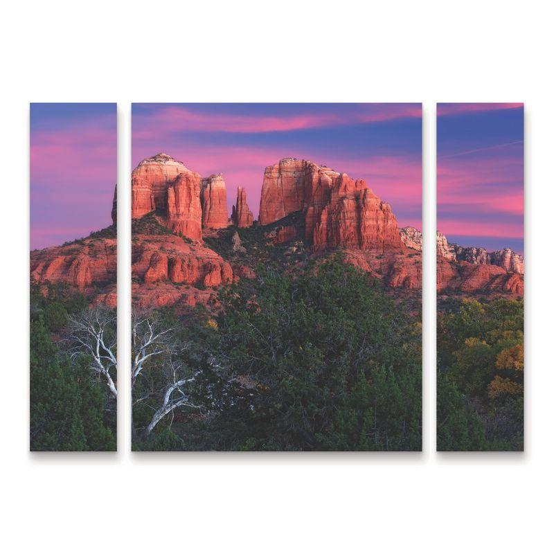 Sedona Cathedral Rock Dusk 3-Piece Canvas Art Set