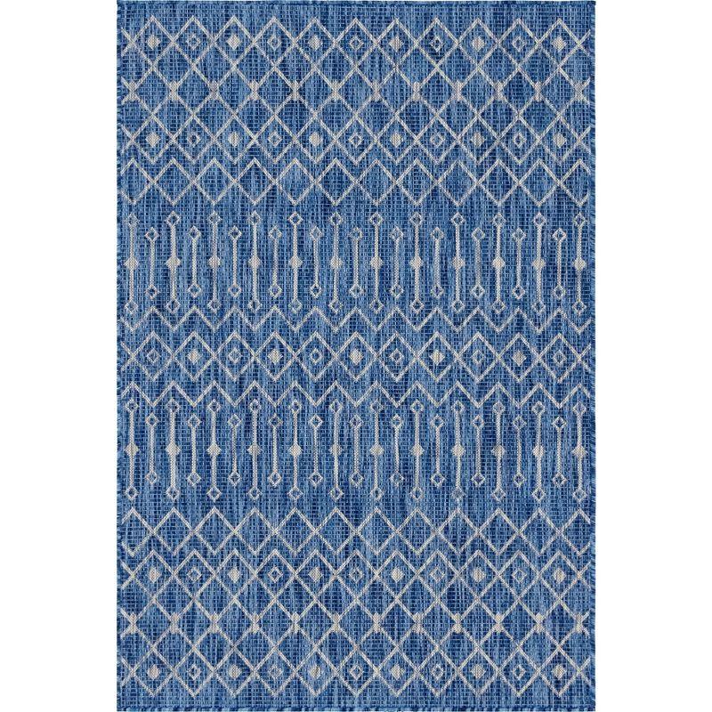 Unique Loom 4' 1 x 6' 1 Rectangle Indoor/Outdoor Trellis Blue Area Rug