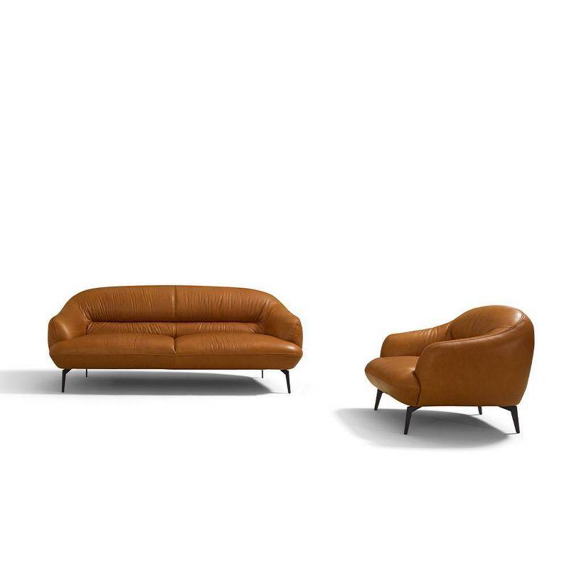 66" Leonia Sofa Cognac Leather - Acme Furniture: Contemporary Metal Legs, Plush Upholstery, Seats Four