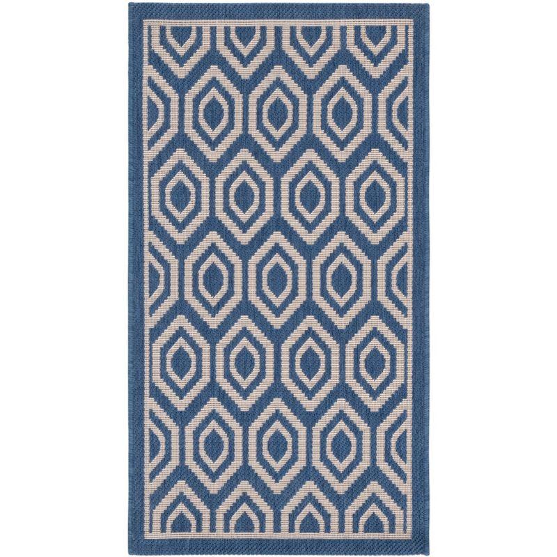 Courtyard CY6902 Power Loomed Indoor and Outdoor Accent Rug - Blue/Beige - 2'x3'7" - Safavieh