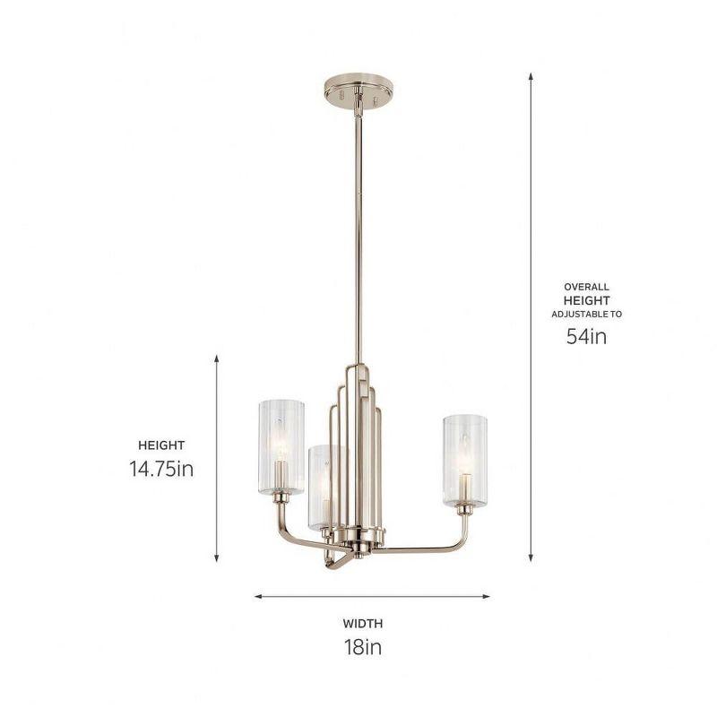 Kimrose™ 3 Light Chandelier with Clear Fluted Glass Brushed Natural Brass