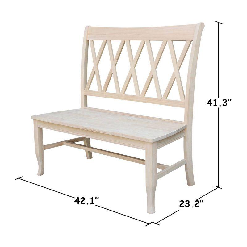 International Concepts Double X - Back Bench - Unfinished : Hardwood Rectangular Dining & Kitchen Seating