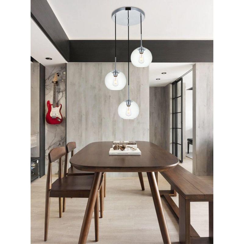 Elegant Lighting Baxter 3 Lights Chrome Pendant With Clear Glass