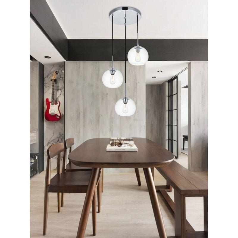 Baxter 3-Light Chrome and Clear Glass Pendant