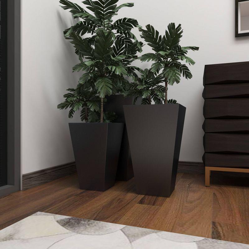 Set of 3 Modern Trapezoidal Iron Planters - Olivia & May: Indoor/Outdoor Freestanding Decor, No Drainage