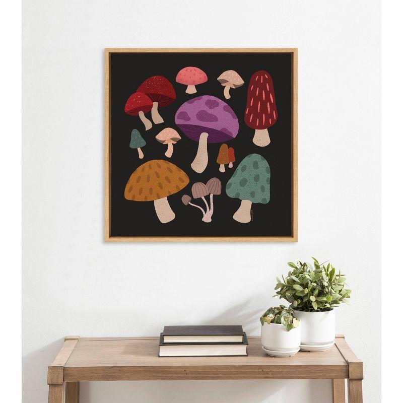 Kate & Laurel All Things Decor 22"x22" Sylvie Forest Mushrooms Dark Framed Canvas Wall Art by Carey Copeland: Enchanted Decor