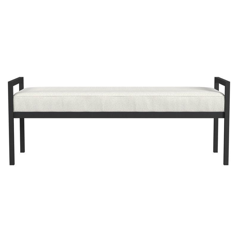 HomePop Modern Metal Bench Cream: Rectangle Upholstered Indoor Bench, End of Bed Seating, Polyester