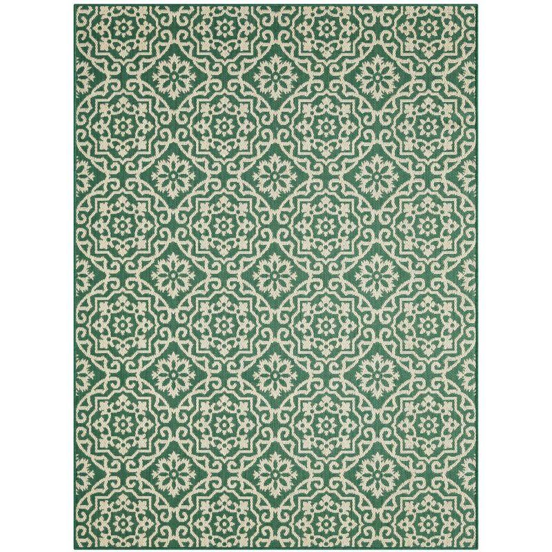 NICOLE MILLER NEW YORK Patio Country Danica Geometric Indoor/Outdoor Area Rug, Green/Beige